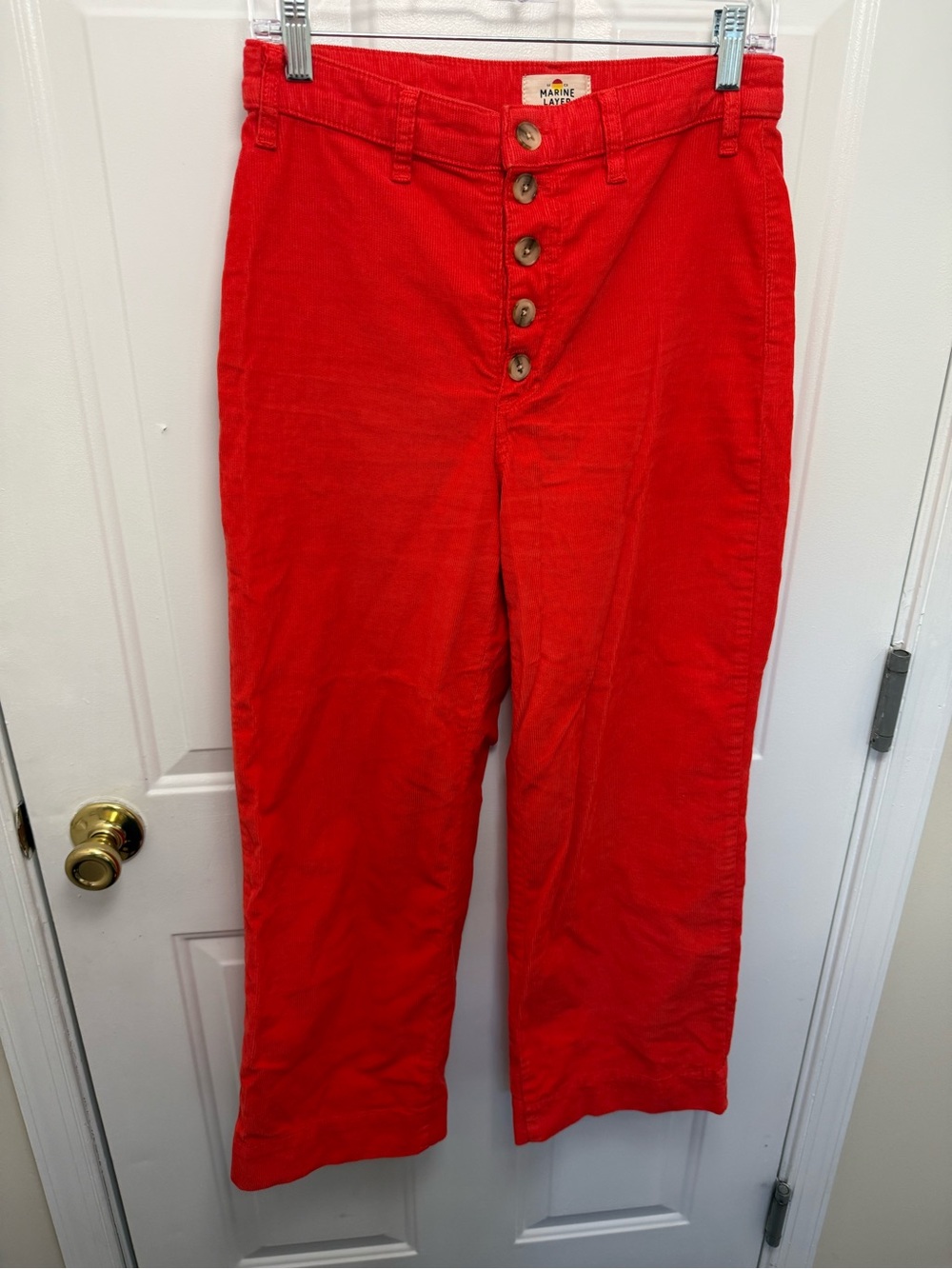 Marine Layer Orange Corduroy Wide Leg Trousers Size 8 Colorful Casual